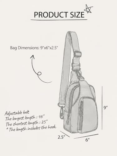 Sling Bag with Adjustable Straps Crossbody Chest Bag Lightweight Small Backpack for Casual Outdoor Traveling Hiking