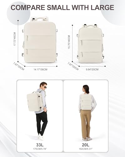 Large Travel Backpack Carry On for Women Man Gym Backpacks with Laptop Compartment Mochila de Viaje Teacher Personal Item Backpack Rucksack Airplane Accessories Must Haves Beige