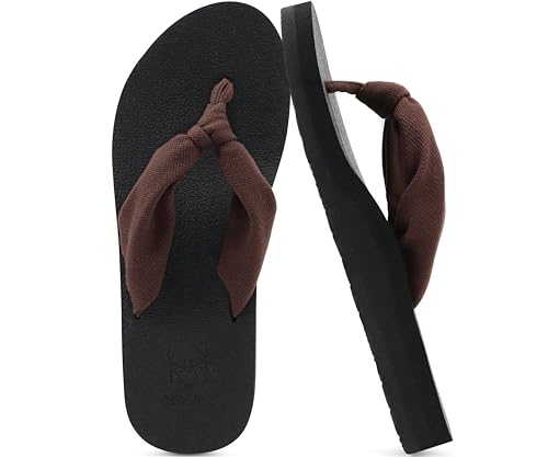 Flip Flops for Women Arch Support Summer Beach Sandals Brown Size 10