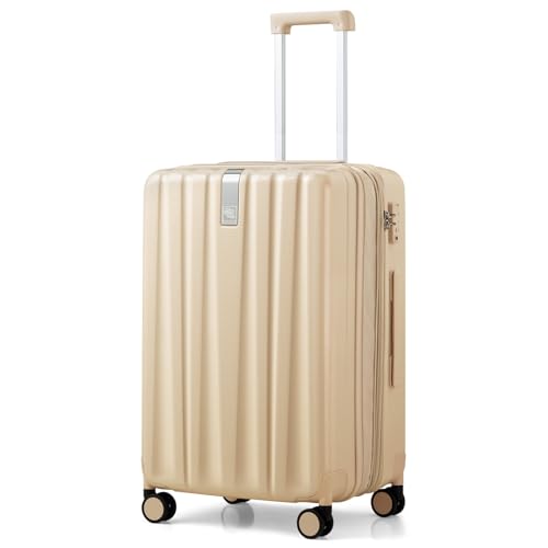 24 Inch Expandable Medium Checked Luggage with 8 Spinner Wheels