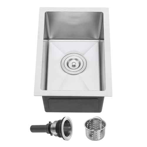 12 Inch Undermount Bar Sink 18 Gauge 304 Stainless Steel Brushed