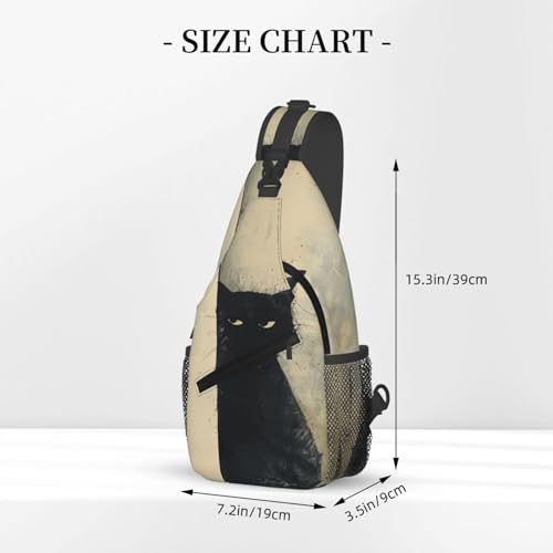 Sling Bag Cat Vintage Hiking Daypack Crossbody Shoulder Backpack Travel Chest Pack for Men Women Over 12 Years Old