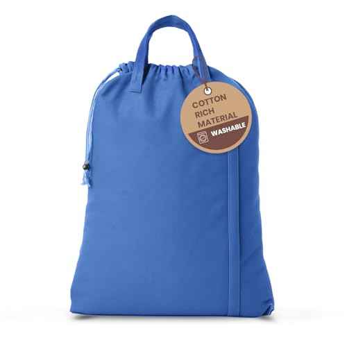 LFH Home Large Premium 1pack Cotton Rich Canvas Laundry Bag with Drawstring and Handles Heavy Duty