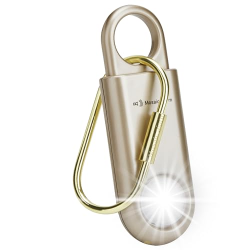 130db Personal Safety Alarm with Ultra Bright Strobe Light. Gold