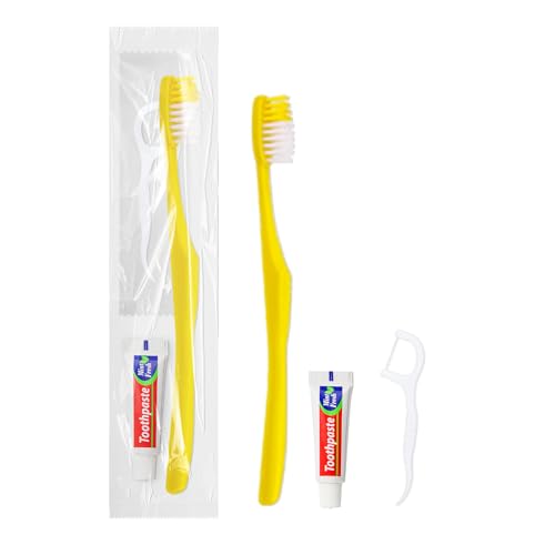 50 pcs Disposable Toothbrushes with Toothpaste and Floss (50 Count)