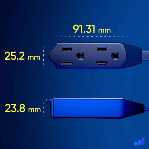 25 Ft UL Certified 360° Rotating Flat Plug Extension Cord