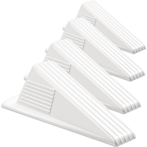 4 Pcs Heavy Duty Rubber Door Stops Wedge Stackable (4 Count)