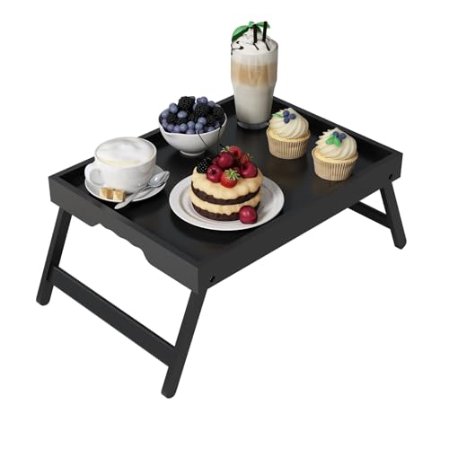 Bamboo Bed Tray Table with Folding Legs