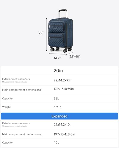 Expandable Softside Carry On Suitcase
