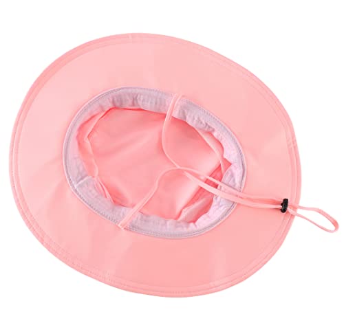 UPF 50+ Wide Brim Bucket Hat for Women Outdoor Quick Dry Safari Sun Hat Breathable UV Protection Fishing Hats Pink