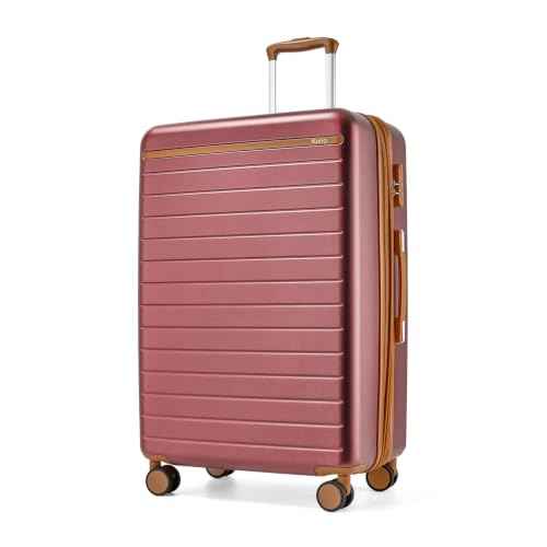 Large Suitcase 28in Expandable ABS+PC 8pcs Silent Wheels Burgundy
