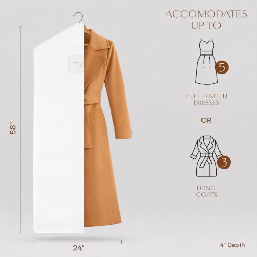 Luxury Organic Cotton Garment Bag for Hanging Clothes Long 58"