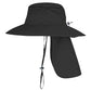 Sun Hats for Men Women Fishing Hat UPF 50+ Breathable Wide Brim Bucket Hats Summer UV Protection Safari Hat with Neck Flap Black