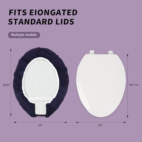 Microfiber Elongated Toilet Seat Cover 19.5"x 15" Machine Washable