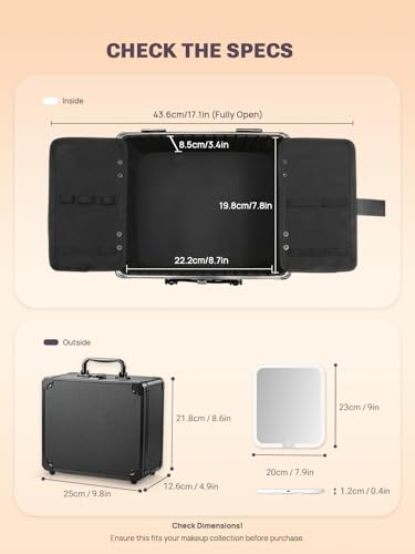 Makeup Box with Detachable Magnetic LED Mirror
