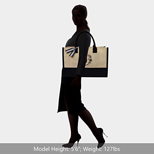 Initial Jute Canvas Tote Bag