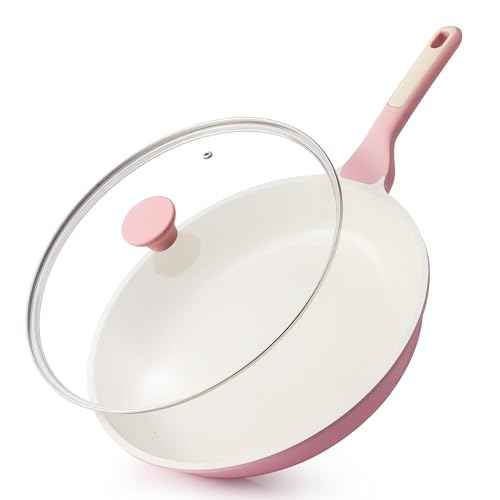 12.5In Nonstick Ceramic Frying Pan with Lid