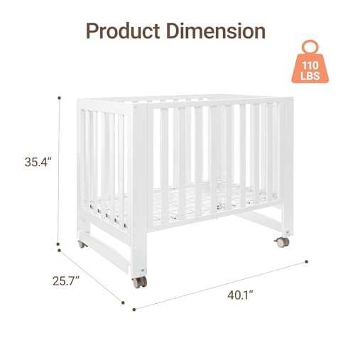 EvoNest 6-in-1 Convertible Baby Mini Crib with Wheels