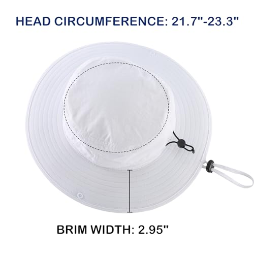 Sun Hat for Men Women Outdoor UPF 50+ Sun Protection Bucket Hat Adjustable Cowboy Hats Summer Safari Hat White