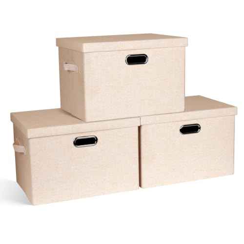 Storage Bins with Lids Fabric Closet Organizers Cubes Office Organization (3 Count)