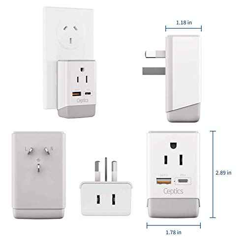 Australia China New Zealand Power Plug Adapter 2 Pack (2 Count)