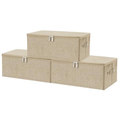 Fabric Storage Bins with Zipper Lids (3 Count)
