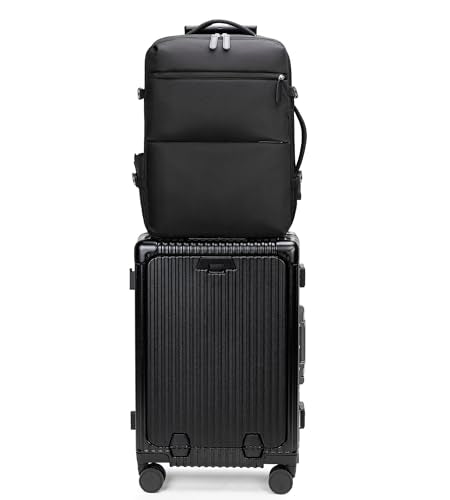 2 pcs PC Aluminum Frame Carry On Luggage Set (2 count)