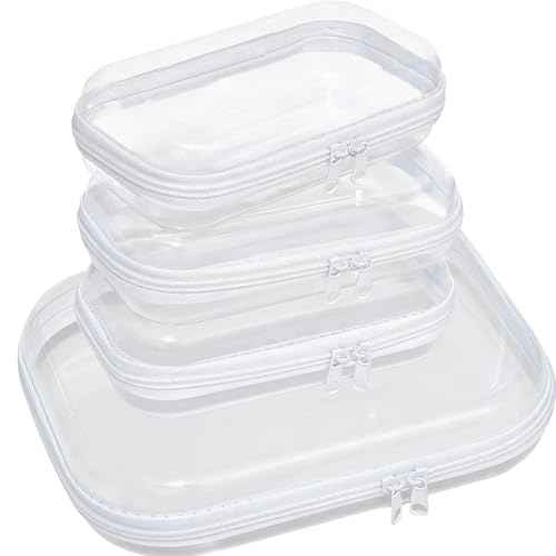3PCS Clear Hard Plastic Zipper Case (3 Count)