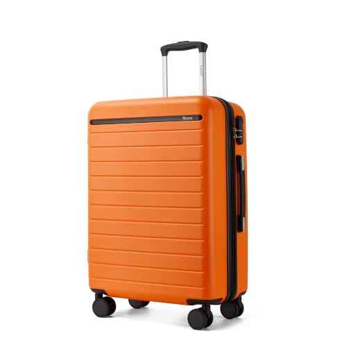 Checked Suitcase 24in Expandable ABS+PC Side Handles luggage Orange