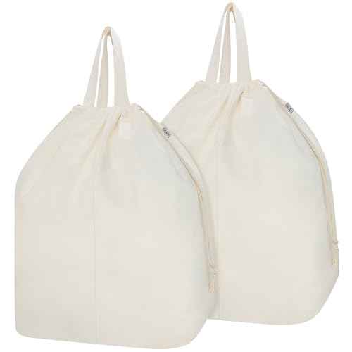 Canvas Laundry Bags with Handles & Rectangular Base 20"Wx15"Dx27.6"H 2 Pack