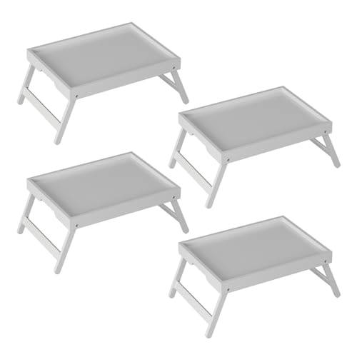 Bamboo Bed Tray Tables with Folding Legs (4 Count)