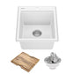 Bellucci 18 inch Granite Workstation Drop In Top Mount Single Bowl Kitchen Sink in White with Accessories