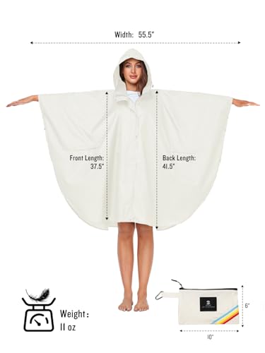 Unisex Rain Poncho Hooded Waterproof Raincoat for Adults Women