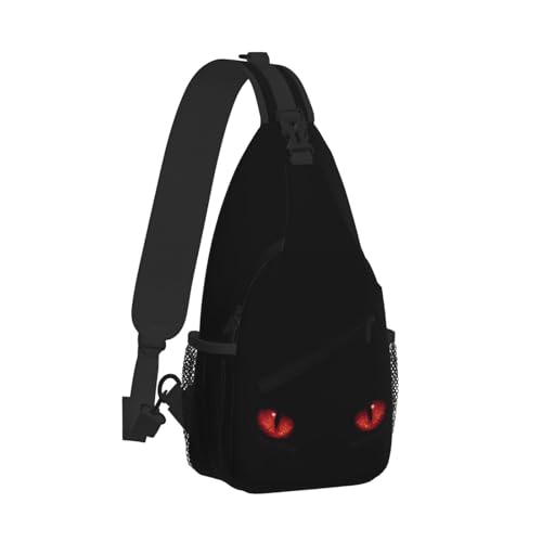 Sling Bag Red Eyes Cat Hiking Daypack Crossbody Shoulder Backpack Travel Chest Pack for Men Women