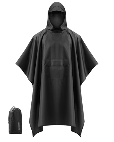 Hooded Rain Poncho Packable Waterproof Unisex Raincoat with Pocket
