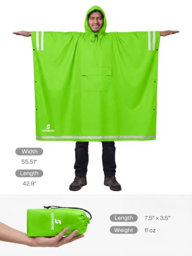 Adult Rain Poncho Waterproof Hooded Raincoat Lightweight Packable
