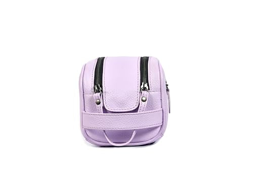 10" Premium Leather Toiletry Travel Pouch With Waterproof Lining