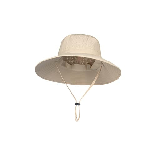 Sun Hat for Men Women Cooling Boonie Hats Breathable Wide Brim Fishing Bucket Hat Beach Hat Safari Hiking Garden Summer UV Protection Beige