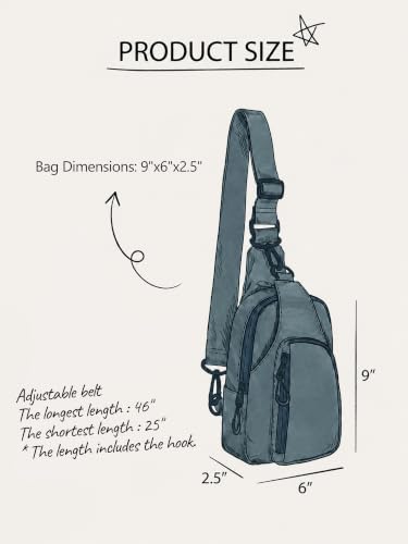 Sling Bag with Adjustable Straps Crossbody Chest Bag Lightweight Small Backpack for Casual Outdoor Traveling Hiking