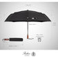 Folding Umbrella Lux Hardwood Handle Auto Open Close Black