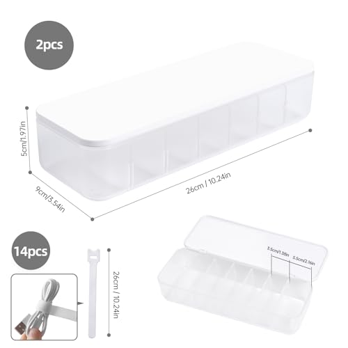 2 Pcs Cable Organizer Storage Box with Lid (2 Count)