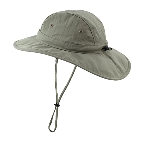 UPF 50+ Men's Sun Hat Wide Brim Fishing Hat Light Weight Safari Bucket Hat Army Green