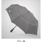 Folding Umbrella Real Wood Handle Auto Open Close Metallic Gray