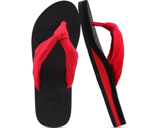 Flip Flops for Women Arch Support Summer Beach Sandals Red Size 8