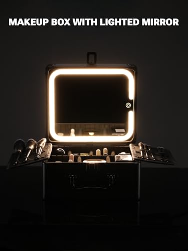 Makeup Box with Detachable Magnetic LED Mirror