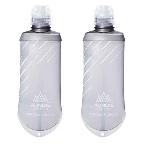 Water Bottles TPU Soft Flasks Collapsible Running Flasks for Hydration Pack Backpack Hiking Cycling (2 Count)
