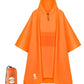 Extra Thick Hooded Rain Poncho Double Layer Waterproof Raincoat Jacket for Men Women Adults