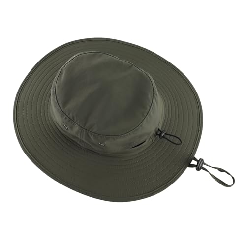 UPF50+ Mens Sun Hat Wide Brim Fishing Hat for Mens Womens Beach Bucket Hat Gardening Golf Army Green