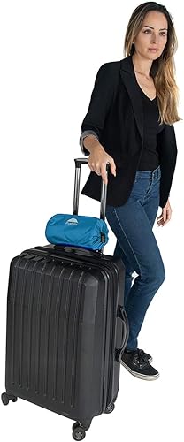 Premium Ultra Compact Travel Blanket Pillow Airplane Peacock Teal