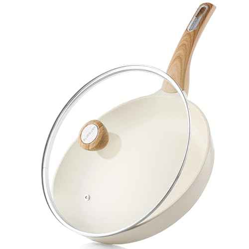 9.5inch Ceramic Nonstick Frying Pan Paella Pan with Lid